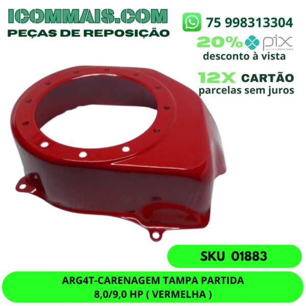 01883 - ARG4T - CARENAGEM TAMPA PARTIDA 8,0/9,0 HP ( VERMELHA ) - Imagem 2