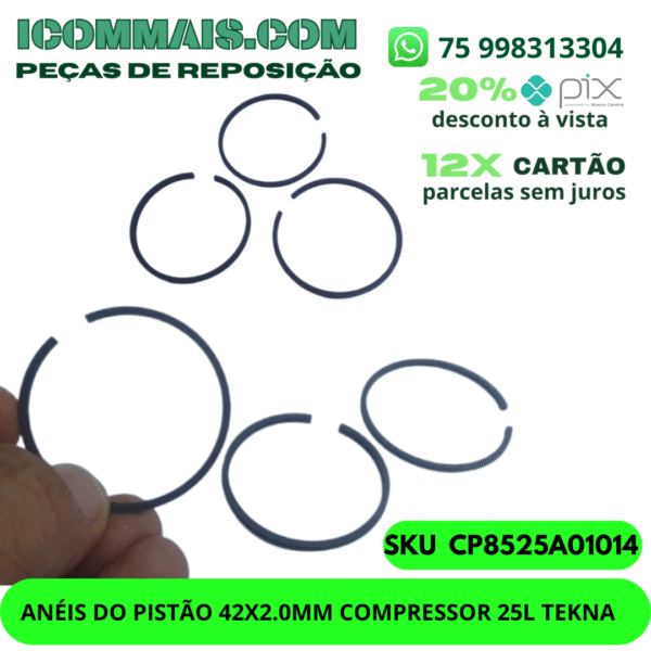 CP8525A01014 - ANÉIS DO PISTÃO 42X2.0MM P/ COMPRESSOR 25L-TEKNA