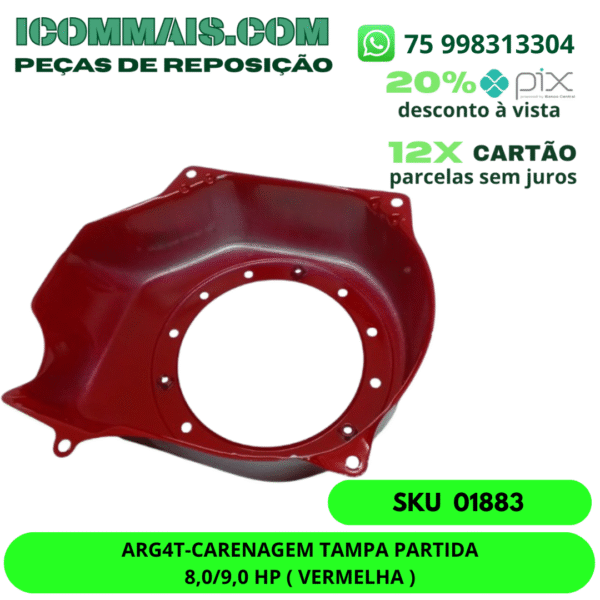 01883 - ARG4T - CARENAGEM TAMPA PARTIDA 8,0/9,0 HP ( VERMELHA ) - Imagem 3