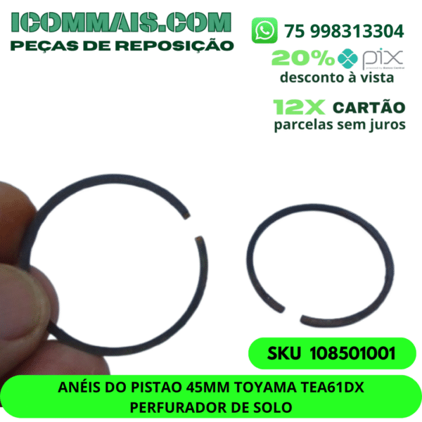 108501001 - ANÉIS DO PISTÃO 45MM TOYAMA TEA61DX PERFURADOR DE SOLO - Imagem 3