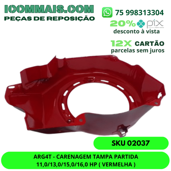 02037 - ARG4T - CARENAGEM TAMPA PARTIDA 11,0/13,0/15,0/16,0 HP ( VERMELHA ) - Imagem 2