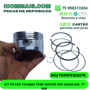 TG90FX10507K - KIT PISTÃO TOYAMA TF90 MOTOR 9HP  GASOLINA 77 MM