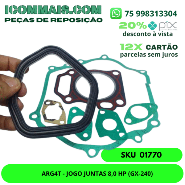01770 - ARG4T - JOGO JUNTAS 8,0 HP (GX-240)