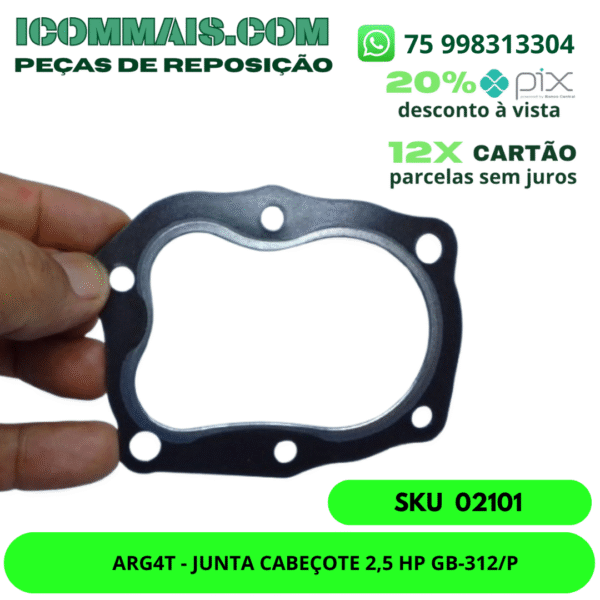 02101 - ARG4T - JUNTA CABEÇOTE 2,5 HP GB-312/PB-825