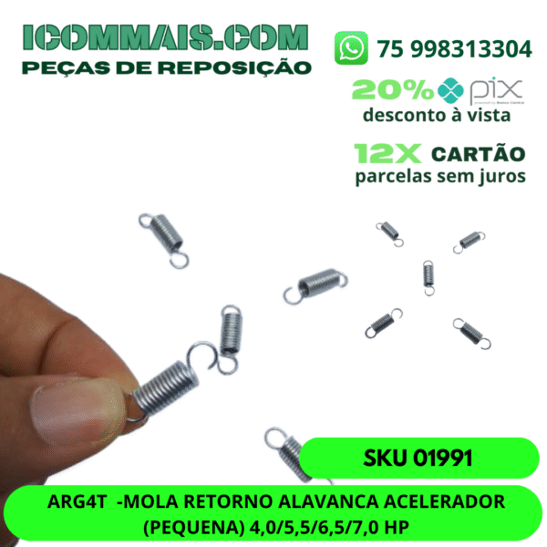 01991 - ARG4T - MOLA RETORNO ALAVANCA ACELERADOR (PEQUENA) 4,0/5,5/6,5/7,0 HP