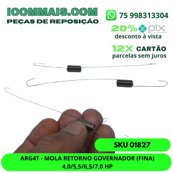 01827 - ARG4T - MOLA RETORNO GOVERNADOR (FINA) 4,0 5,5 6,5 7,0 HP