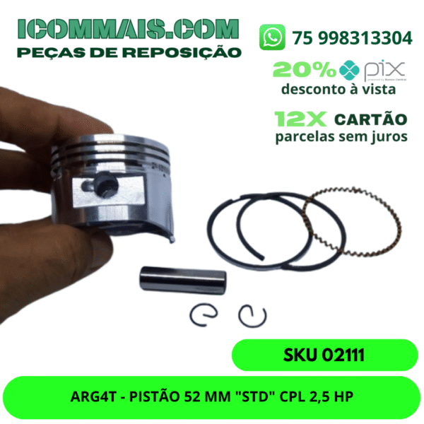 02111 - ARG4T - PISTÃO 52 MM "STD" CPL 2,5 HP