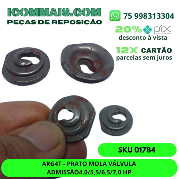01784 - ARG4T - PRATO MOLA VÁLVULA ADMISSÃO 4,0 5,5 6,5 7,0 HP
