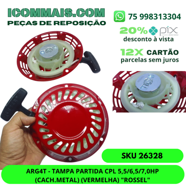 26328 - ARG4T - TAMPA PARTIDA CPL 5,5 6,5 7,0HP (CACH.METAL) (VERMELHA) "ROSSEL"