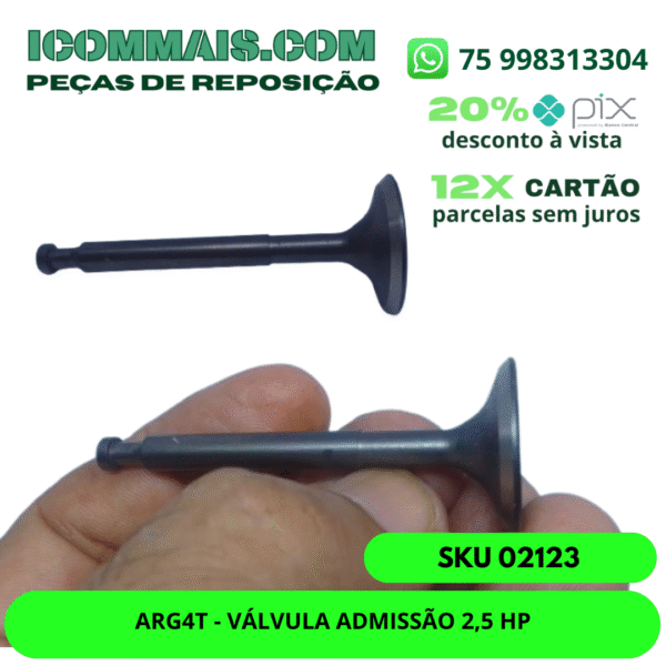 02123 - ARG4T - VÁLVULA ADMISSÃO 2,5 HP