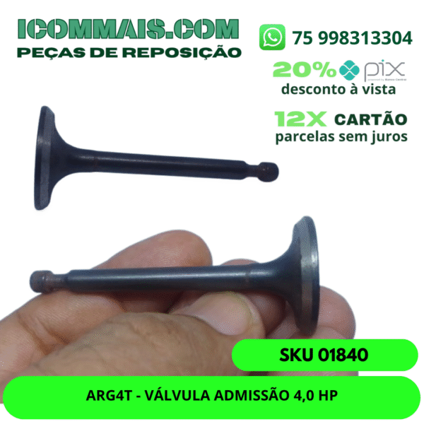 01840 - ARG4T - VÁLVULA ADMISSÃO 4,0 HP