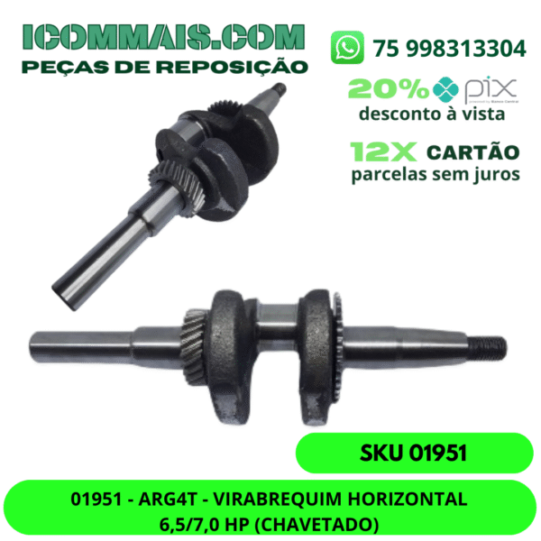 01951 ARG4T - VIRABREQUIM HORIZONTAL 6,5/7,0 HP (CHAVETADO)