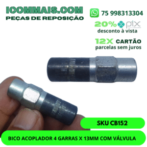 CB152 - BICO ACOPLADOR 4 GARRAS X 13MM COM VÁLVULA