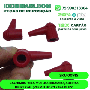00915 - CACHIMBO VELA MOTOSSERRAS/ROCADEIRAS UNIVERSAL (VERMELHO) "EXTRA PLUS"