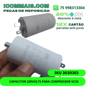 2020303 - CAPACITOR 220VOLTS PARA COMPRESSOR VC25