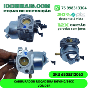 195001008 - CARBURADOR TOYAMA TE65V/MOTOR VERTICAL-CORT GRAMA/RABETA 6,5HP