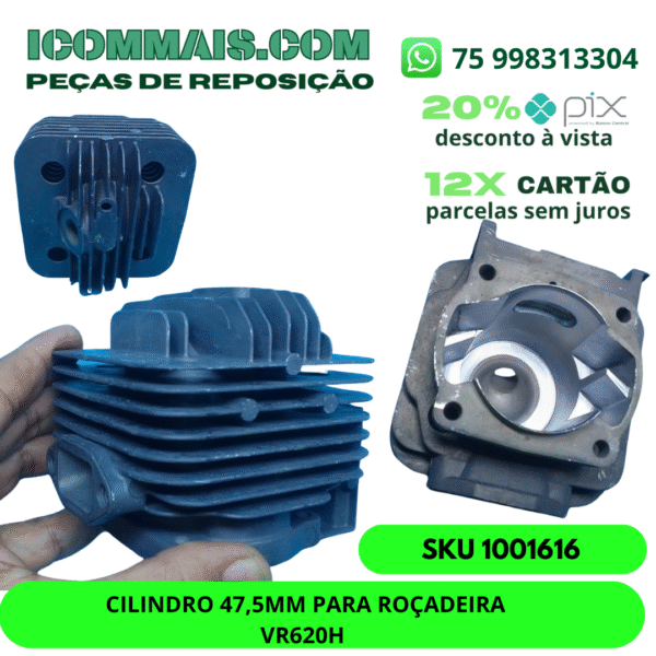 1001616 - CILINDRO 47,5MM PARA ROÇADEIRA VR620H