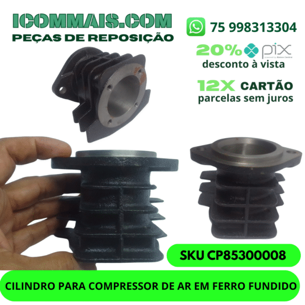 CP85300008 - CILINDRO PARA COMPRESSOR DE AR EM FERRO FUNDIDO