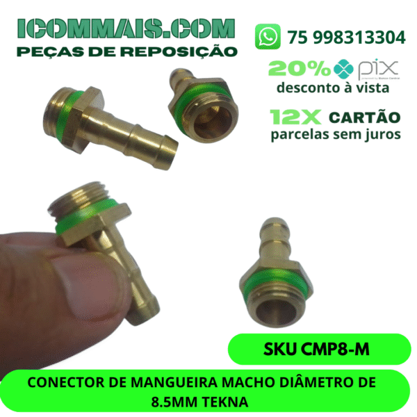 CMP8-M - CONECTOR DE MANGUEIRA MACHO DIÂMETRO DE 8.5MM TEKNA
