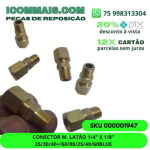 000001947 - CONECTOR M. LATÃO 1/4" X 1/8" 25/30/40+/60/80/25/40/60BLUE