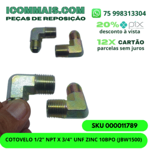 000011789 - COTOVELO 1/2" NPT X 3/4" UNF ZINC 10BPO (JBW1500)