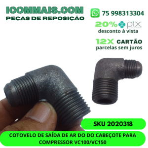 2020318 - COTOVELO DE SAÍDA DE AR DO DO CABEÇOTE PARA COMPRESSOR VC100/VC150