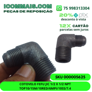 000005625 - COTOVELO FEFU JIC 1/2 X 1/2 NPT TOP10/15M/10RED/6MPI/10SS/7.4