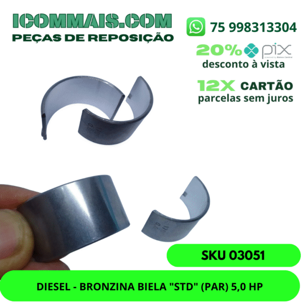 03051- DIESEL - BRONZINA BIELA "STD" (PAR) 5,0 HP