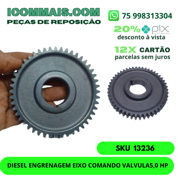 13236 - DIESEL ENGRENAGEM EIXO COMANDO VÁLVULA 5,0 HP