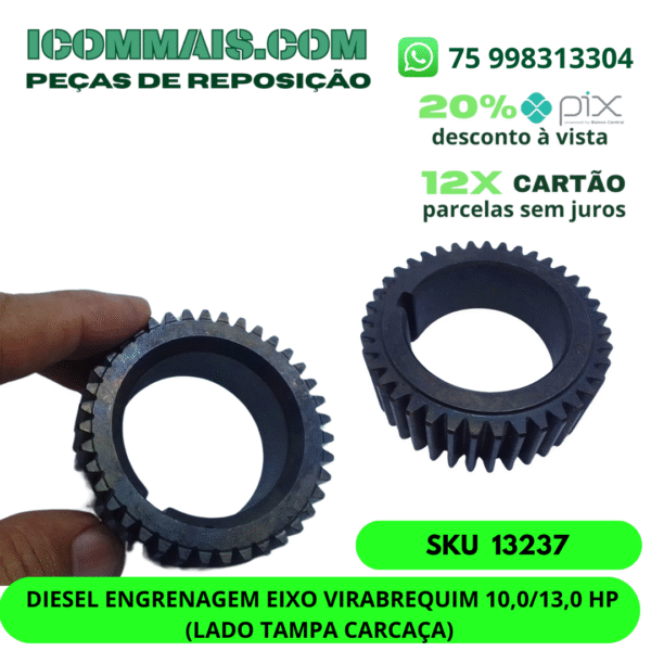 13237 - DIESEL ENGRENAGEM EIXO VIRABREQUIM 10,0/13,0 HP (LADO TAMPA CARCAÇA)