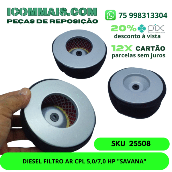 25508 - DIESEL FILTRO AR CPL 5,0/7,0 HP "SAVANA"