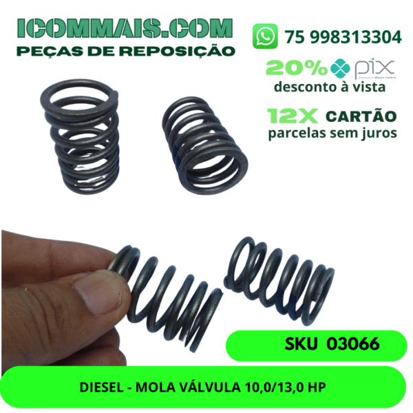 03066 - DIESEL - MOLA VÁLVULA 10,0/13,0 HP