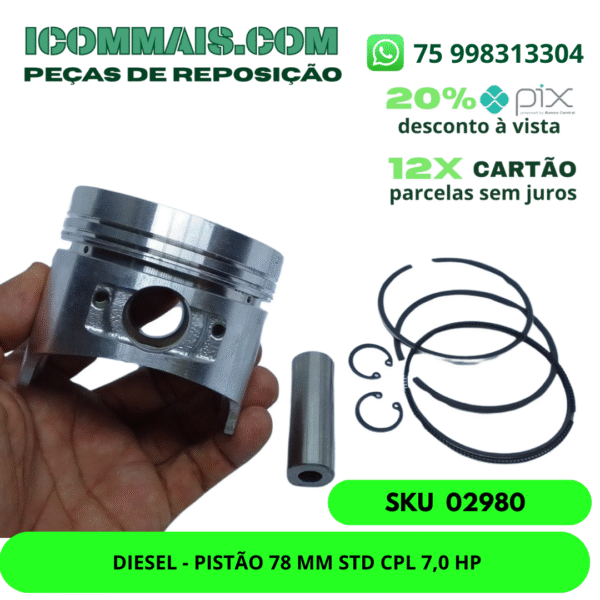 02980 - DIESEL - PISTÃO 78 MM STD CPL 7,0 HP