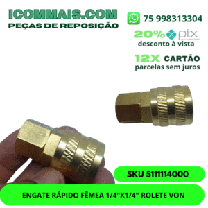 5111114000 - ENGATE RÁPIDO FÊMEA 1/4"X1/4" ROLETE VON
