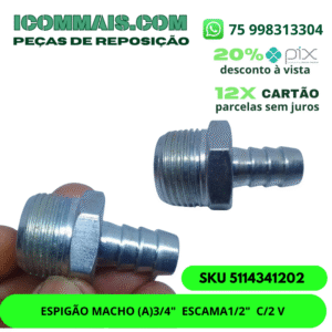 5114341202 - ESPIGÃO MACHO (A)3/4"  ESCAMA1/2"  C/2 V