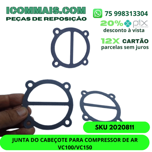 2020811 - JUNTA DO CABEÇOTE PARA COMPRESSOR DE AR VC100/VC150