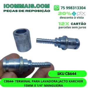 CB644 - TERMINAL PARA LAVADORA JACTO KARCHER 15MM X 1/4" MANGUEIRA