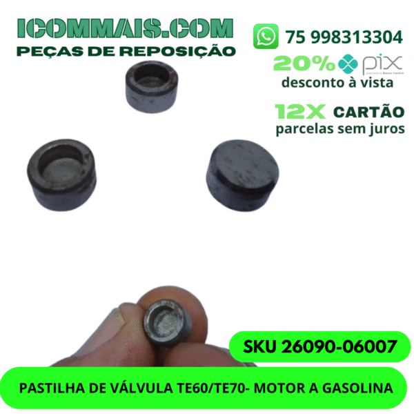 26090-06007 - PASTILHA DE VÁLVULA TE60/TE70 - MOTOR A GASOLINA