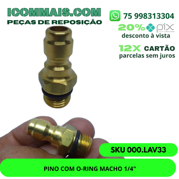 000.LAV33 - PINO COM O-RING MACHO 1/4"