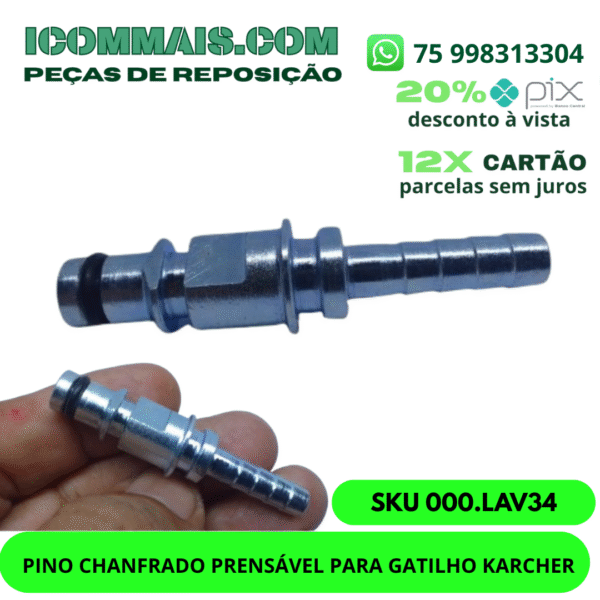 000.LAV34 - PINO CHANFRADO PRENSÁVEL PARA GATILHO KARCHER