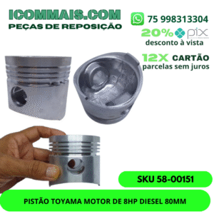 58-00151 - PISTÃO TOYAMA MOTOR DE 8HP DIESEL 80MM