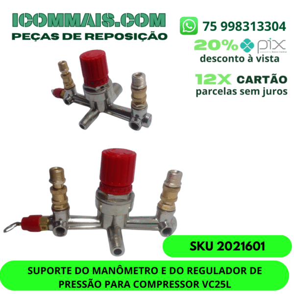 2021601 - SUPORTE DO MANÔMETRO E DO REGULADOR DE PRESSÃO PARA COMPRESSOR VC25L