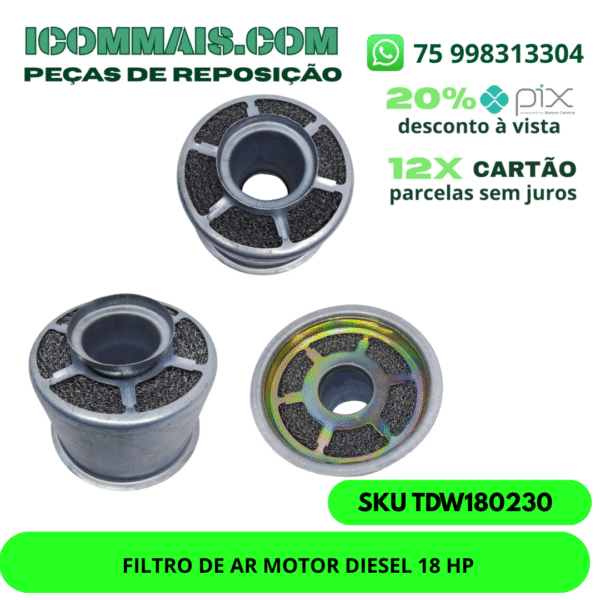 TDW180230 - FILTRO DE AR MOTOR DIESEL 18 HP