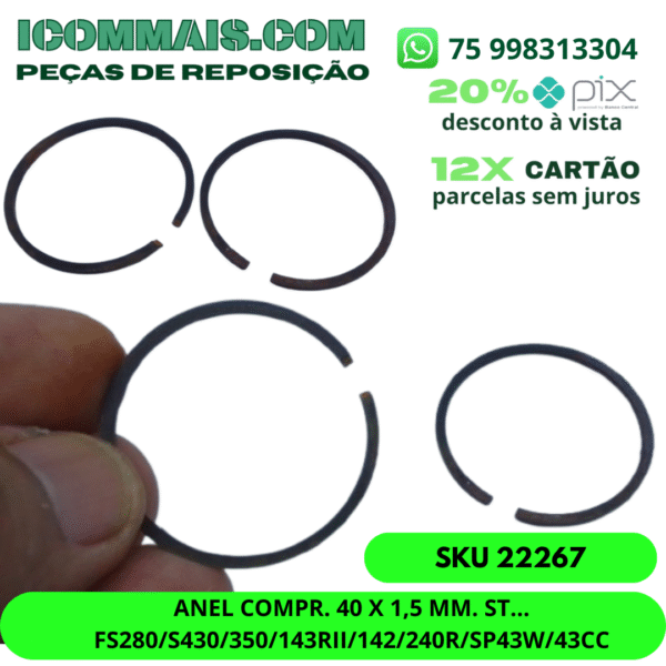 22267 - ANEL COMPRESSOR 40X1,5 MM STHIL FS-280 S430 350 143RII/142/240R SP43W/43CC