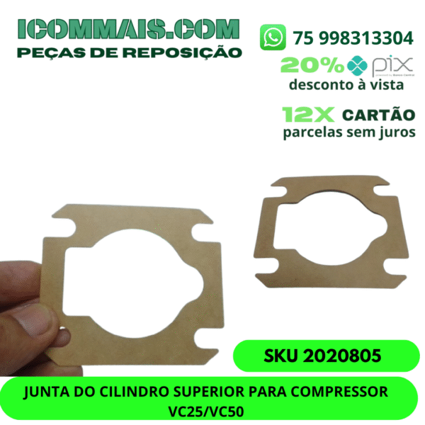 2020805 - JUNTA DO CILINDRO SUPERIOR PARA COMPRESSOR VC25/VC50