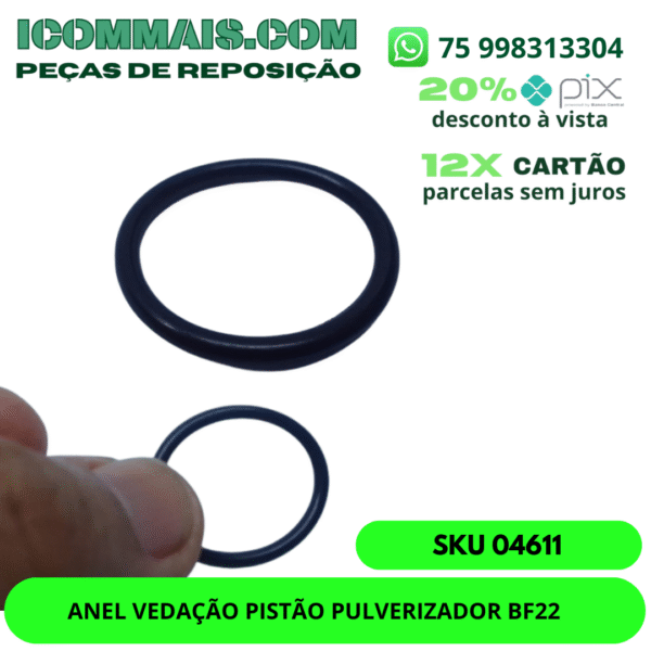 04611 - ANEL VEDAÇÃO PISTÃO PULVERIZADOR BF22