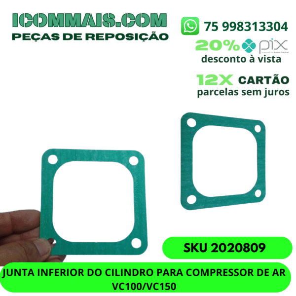2020809 - JUNTA INFERIOR DO CILINDRO PARA COMPRESSOR DE AR VC100/VC150