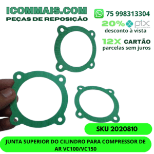 2020810 - JUNTA SUPERIOR DO CILINDRO PARA COMPRESSOR DE AR VC100/VC150