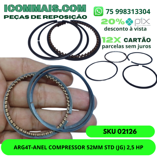 02126 - ARG4T-ANEL COMPRESSOR 52MM STD (JG) 2,5 HP