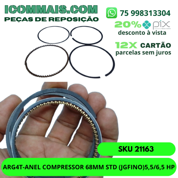 21163 - ARG4T-ANEL COMPR. 68MM STD (JG) (FINO)5,5/6,5 HP